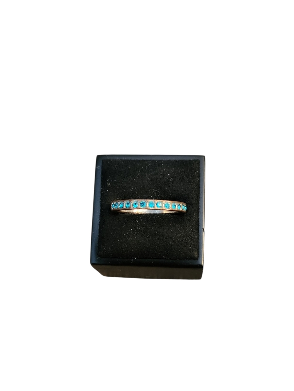 Size 7.5 Copper Toned Blue Gem Slim Band